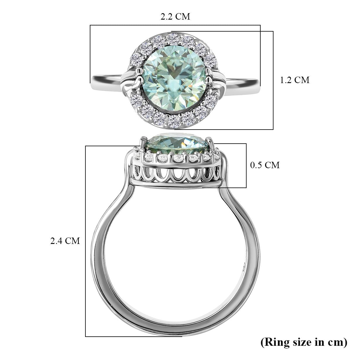 2.1 Ct. Moissanite Halo Ring in Rhodium Sterling Silver 3875150 6