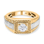Moissanite Mens Ring in 18K Yellow Gold Vermeil & Platinum Plated Sterling Silver, Silver Wt. 6.00 Gms_3875927