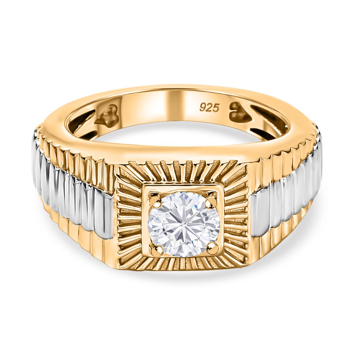 Moissanite Signet Ring in Yellow Gold Plated Sterling Silver 0.54 Ct. 3875927 0