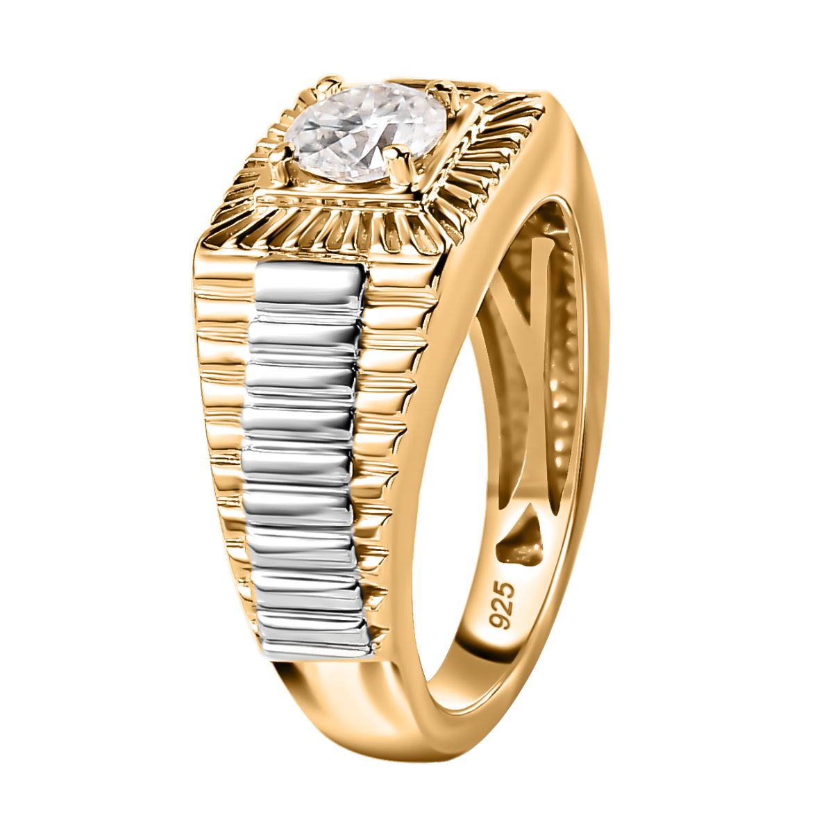 Moissanite Signet Ring in Yellow Gold Plated Sterling Silver 0.54 Ct. 3875927 4