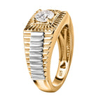 Moissanite Mens Ring in 18K Yellow Gold Vermeil & Platinum Plated Sterling Silver, Silver Wt. 6.00 Gms_3875927_3