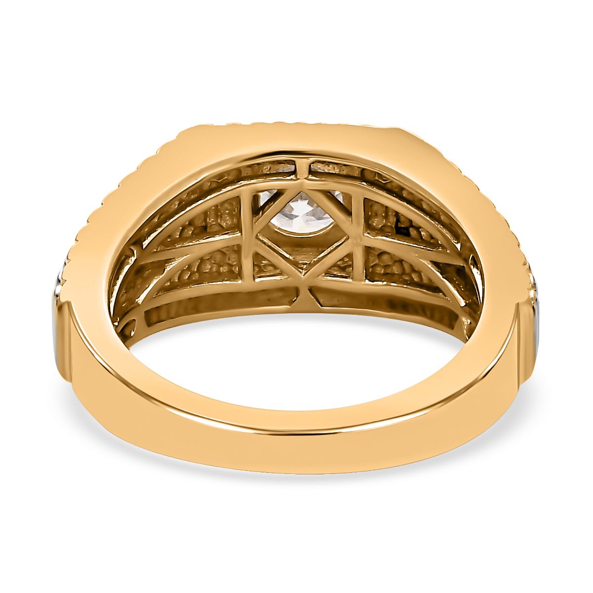 Moissanite Signet Ring in Yellow Gold Plated Sterling Silver 0.54 Ct. 3875927 5