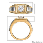 Moissanite Mens Ring in 18K Yellow Gold Vermeil & Platinum Plated Sterling Silver, Silver Wt. 6.00 Gms_3875927_5
