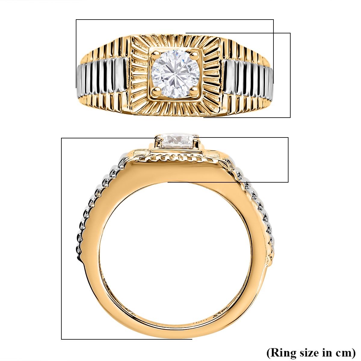 Moissanite Signet Ring in Yellow Gold Plated Sterling Silver 0.54 Ct. 3875927 6