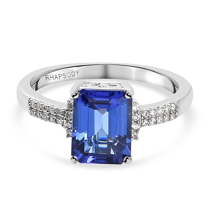 RHAPSODY 2.58 Ct. AAAA Tanzanite and Diamond VS/E-F Ring in 950 Platinum 3876419 1