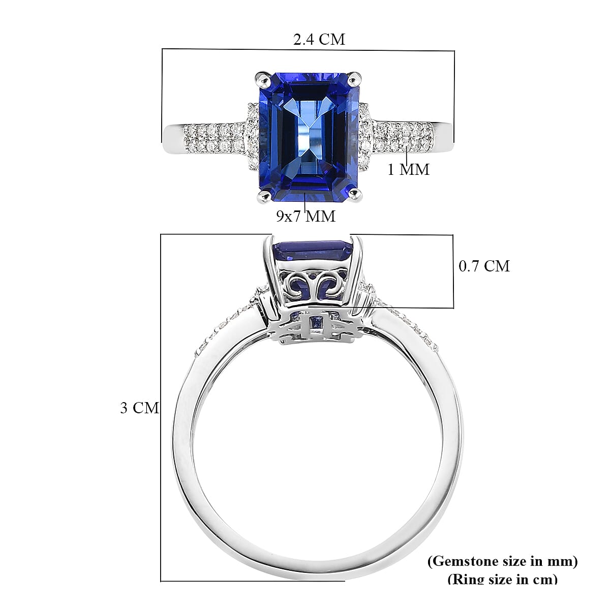 RHAPSODY 2.58 Ct. AAAA Tanzanite and Diamond VS/E-F Ring in 950 Platinum 3876419 6