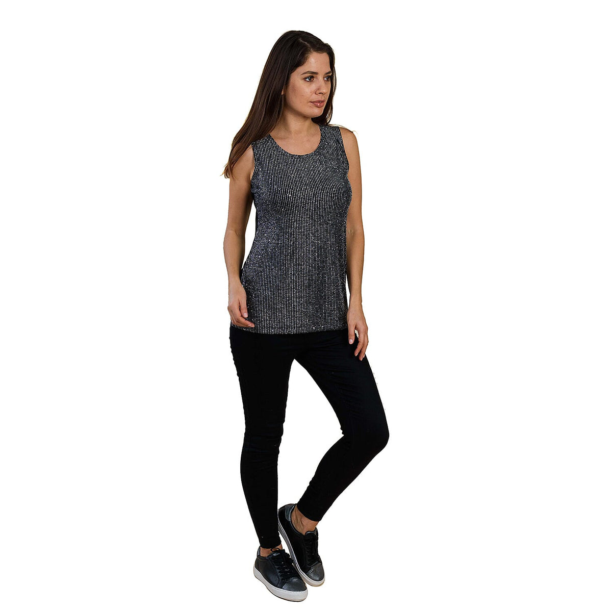 TAMSY Embellished Women's Sleeveless Top - Black and Silver V32522048 2