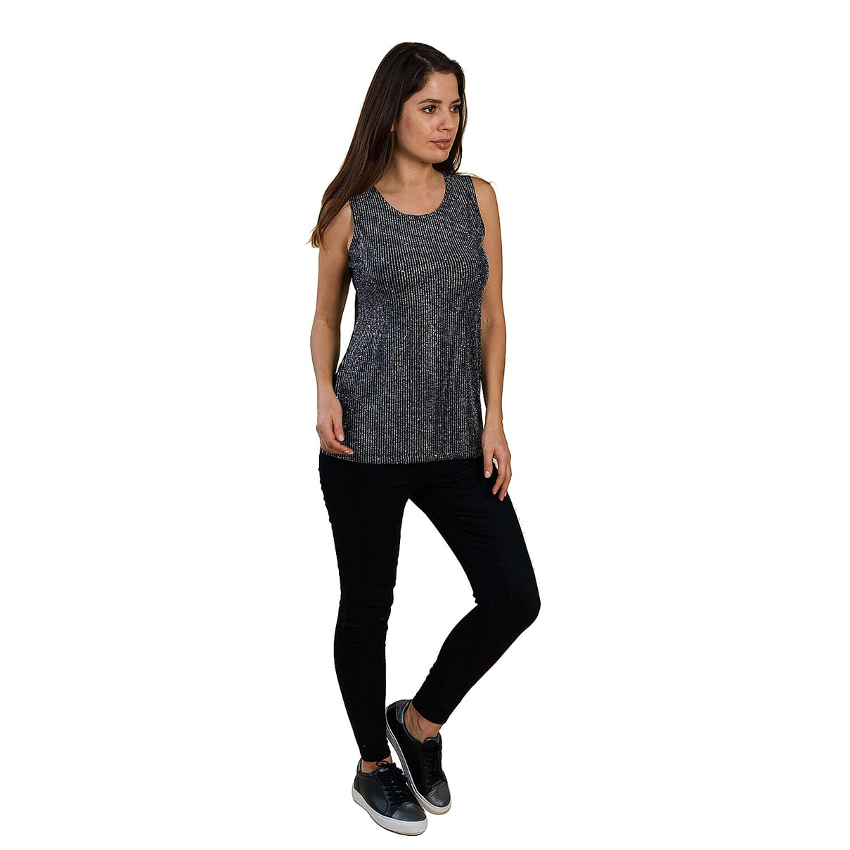 TAMSY Embellished Women's Sleeveless Top - Black and Silver V32522048 3