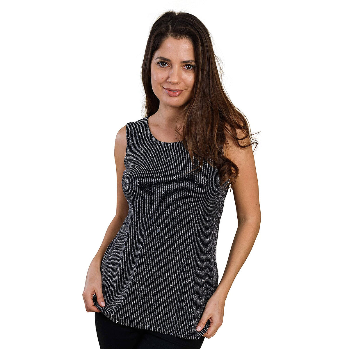 TAMSY Embellished Women's Sleeveless Top - Black and Silver V32522048 4