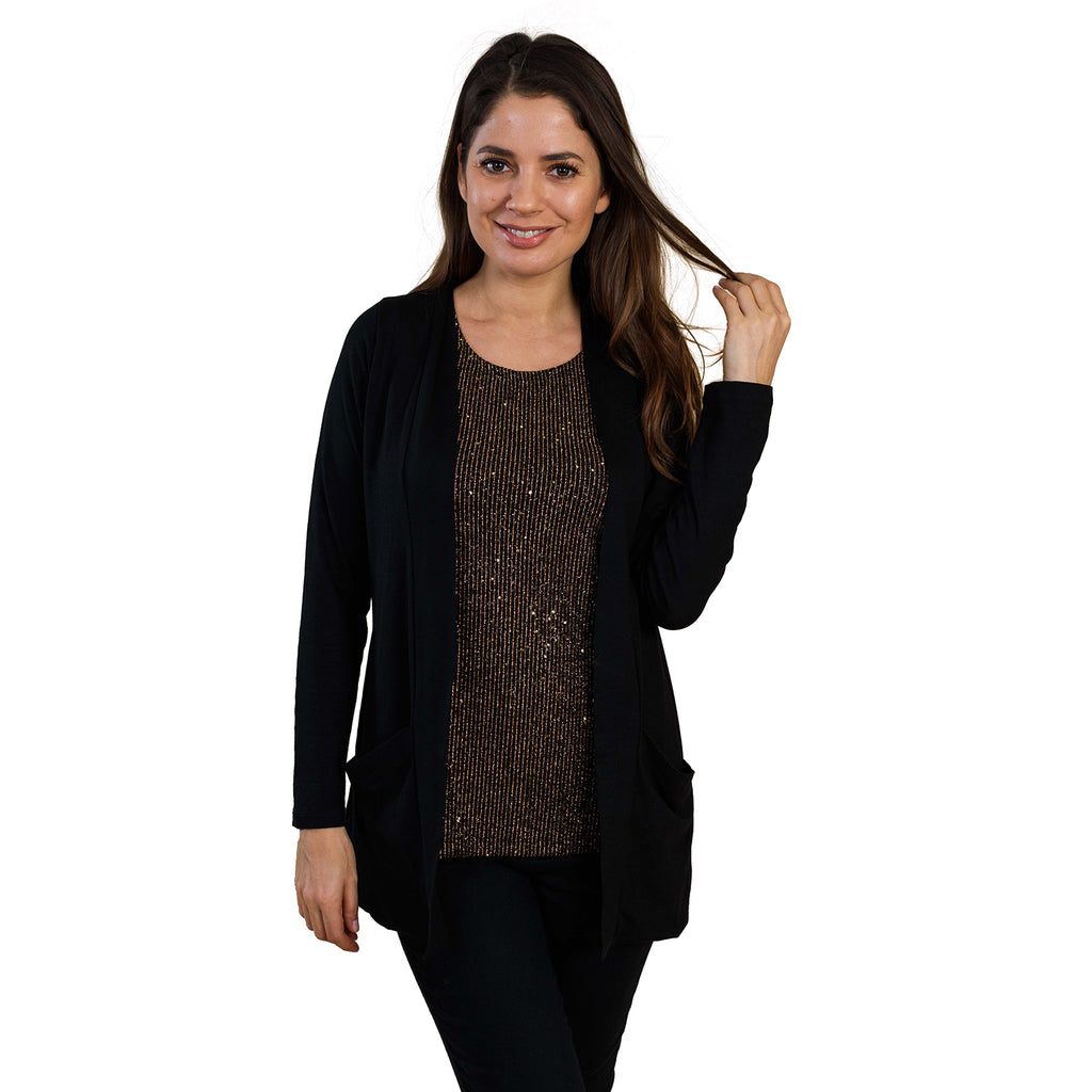TAMSY Embellished Sleeveless Top (Size L) - Black & Golden_3880419_1