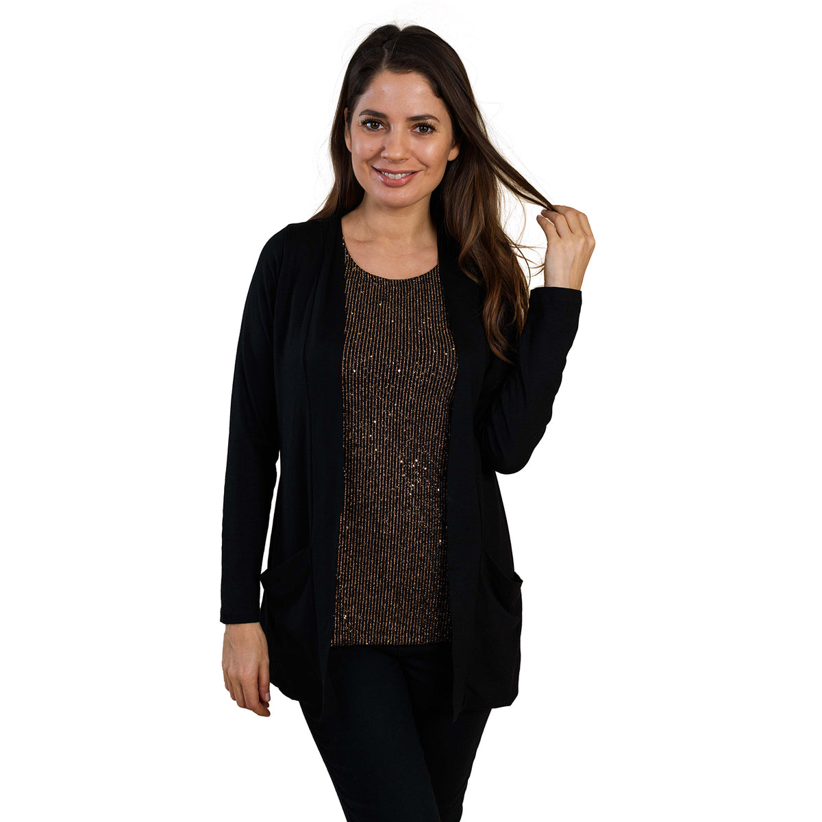 TAMSY Embellished Women's Sleeveless Top - Black and Golden V32530818 1