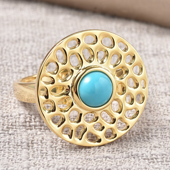 RACHEL GALLEY Arizona Sleeping Beauty Turquoise Ring in Yellow Gold Overlay Sterling Silver 3881104 2