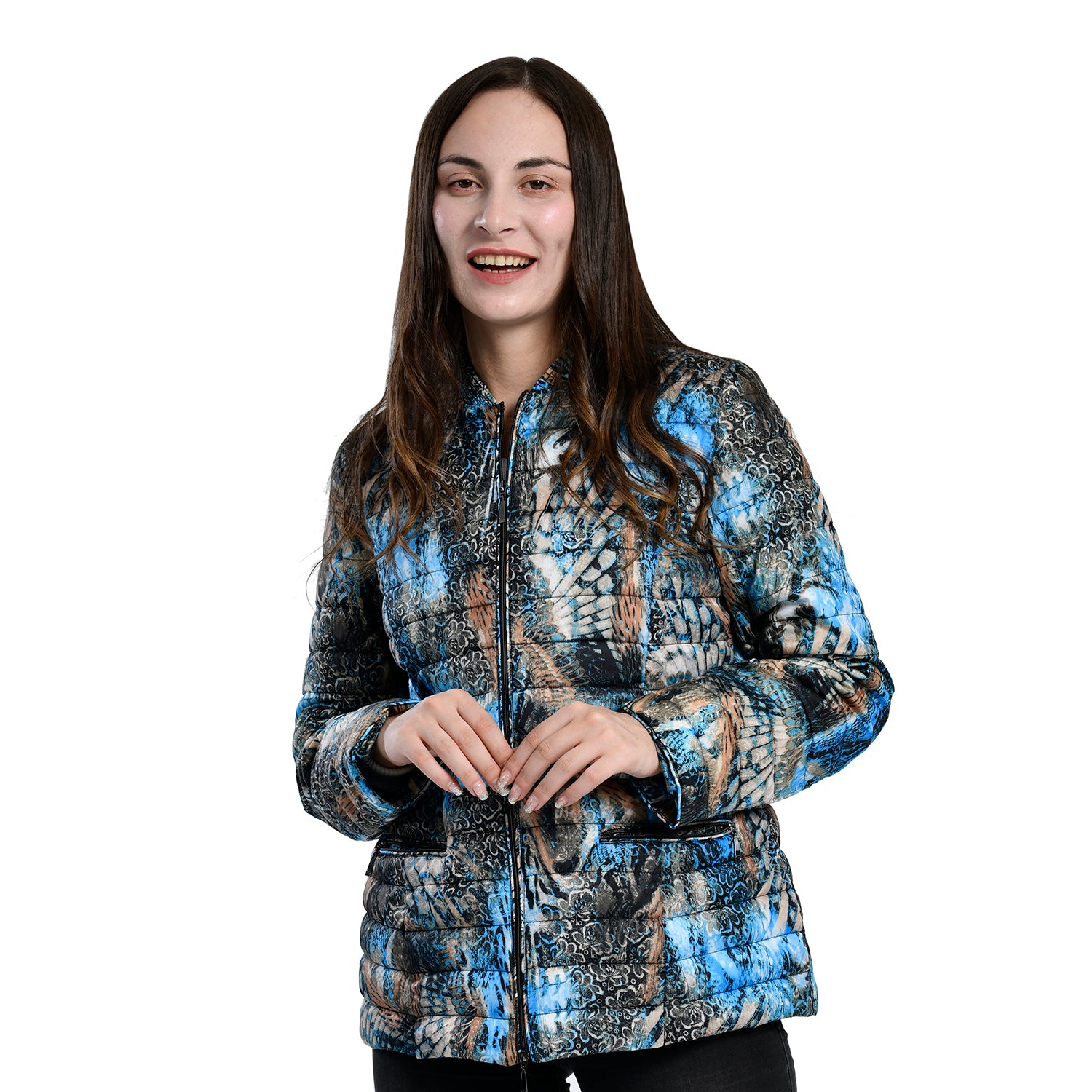 TAMSY Printed Pattern Quilted Padded Women's Jacket - Blue 3881423 0