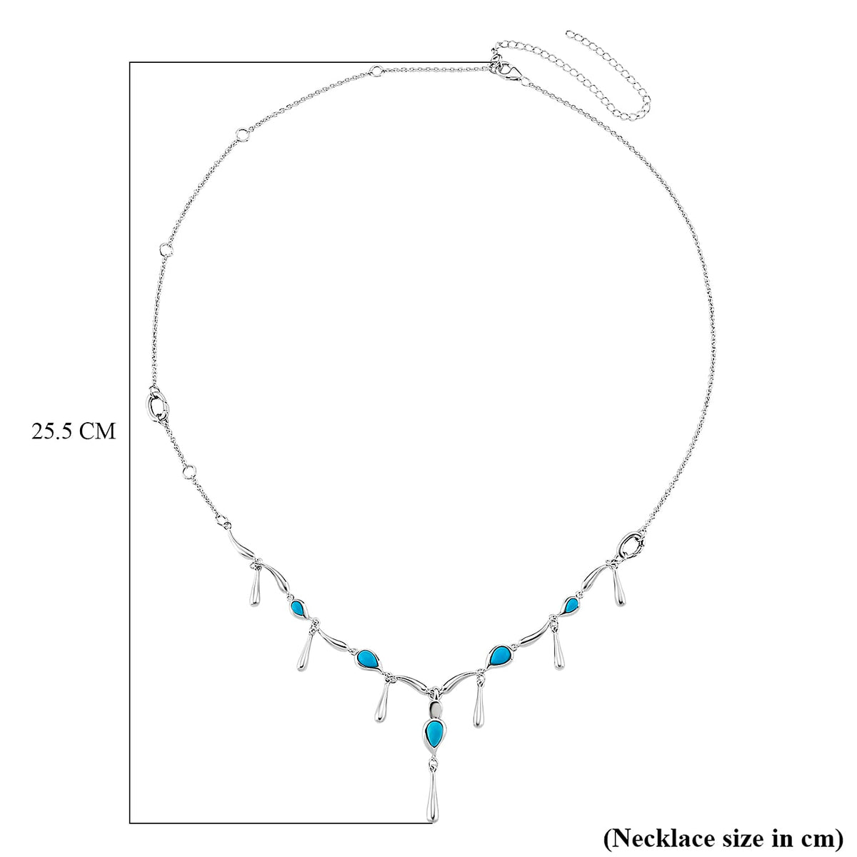 Lucy Q Raindrop Collection - 4 in 1 Arizona Sleeping Beauty Turquoise Detechable Pendant with Chain (Size 16) in Rhodium Overlay Sterling Silver. 3882817 6