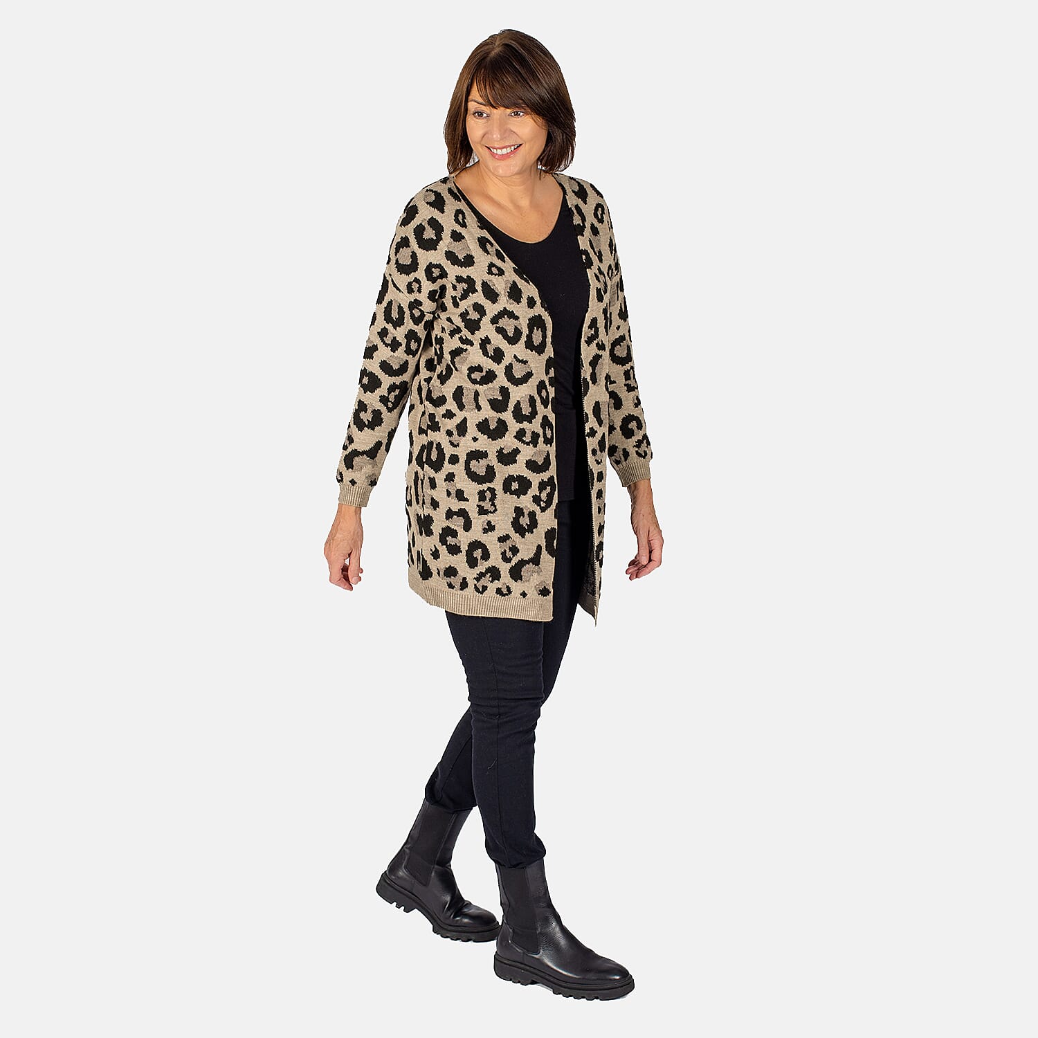 TAMSY Leopard Knit Cardigan V32516687 1