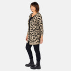TAMSY 100% Acrylic Leopard Print Cardigan (Size S) - Peach and Black_3885454_2