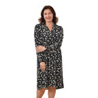 TAMSY 100% Viscose Floral Pattern Dress (Size XXL, 24-26) - Black_3887466