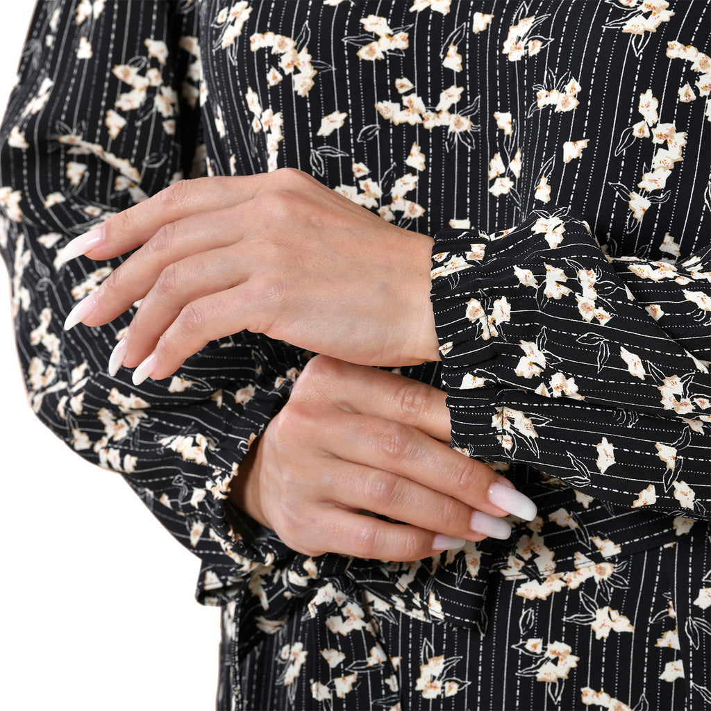 TAMSY 100% Viscose Floral Pattern Dress (Size XXL, 24-26) - Black_3887466_4