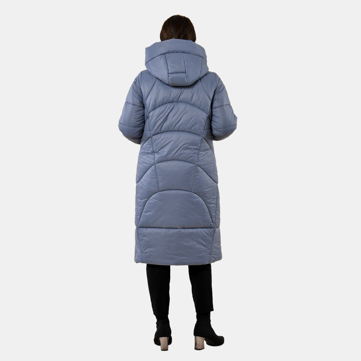 Tamsy Quilted Longline Puffer Coat - Grey 3887874 1