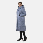 TAMSY Long Hooded Puffer Jacket with 2 Zipper Pockets  (Size L,16-18) - Grey_3887874_2