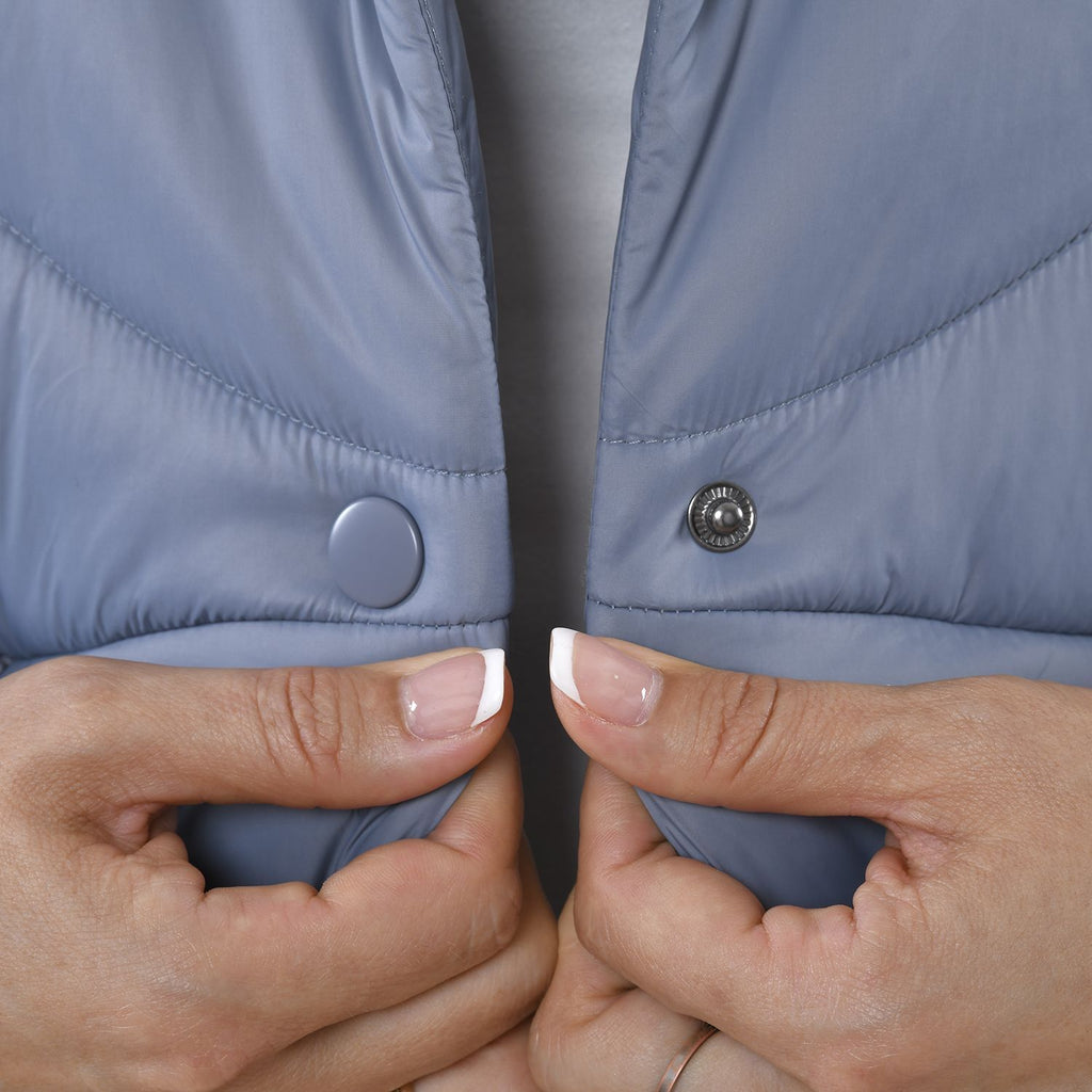 TAMSY Long Hooded Puffer Jacket with 2 Zipper Pockets  (Size L,16-18) - Grey_3887874_6