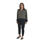TAMSY Cotton Blend Stripe Knit Jumper (Size XL,20-22) - Black & Beige_3888497