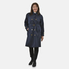 Tamsy Trench Solid Coat with 2 Side Pockets (Size XXL) - Navy_3888609