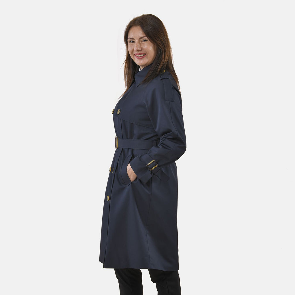 Tamsy Trench Solid Coat with 2 Side Pockets (Size XXL) - Navy_3888609_2