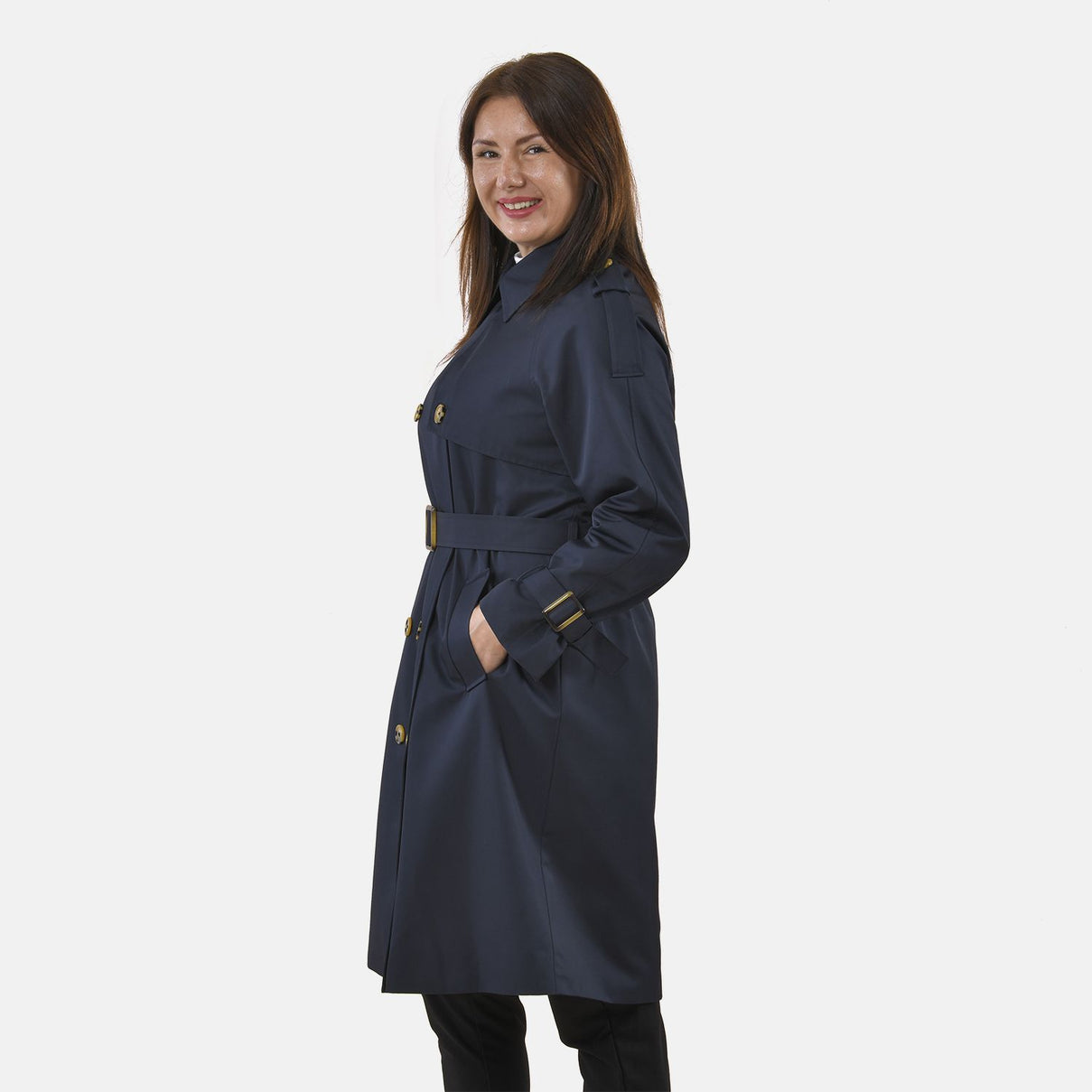 Tamsy Trench Solid Coat with 2 Side Pockets - Navy 3888609 3