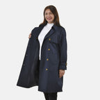 Tamsy Trench Solid Coat with 2 Side Pockets (Size XXL) - Navy_3888609_3