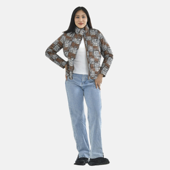 TAMSY Checker Pattern Padded Jacket  - Brown 3888767 0
