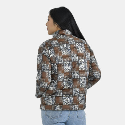 TAMSY Checker Pattern Padded Jacket  - Brown 3888767 2