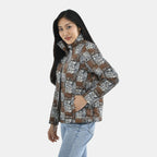 TAMSY Checker Pattern Padded Jacket (Size L,16-18) - Brown_3888767_3