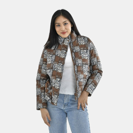 TAMSY Checker Pattern Padded Jacket  - Brown 3888767 5