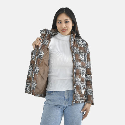 TAMSY Checker Pattern Padded Jacket  - Brown 3888767 6