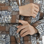 TAMSY Checker Pattern Padded Jacket (Size L,16-18) - Brown_3888767_8