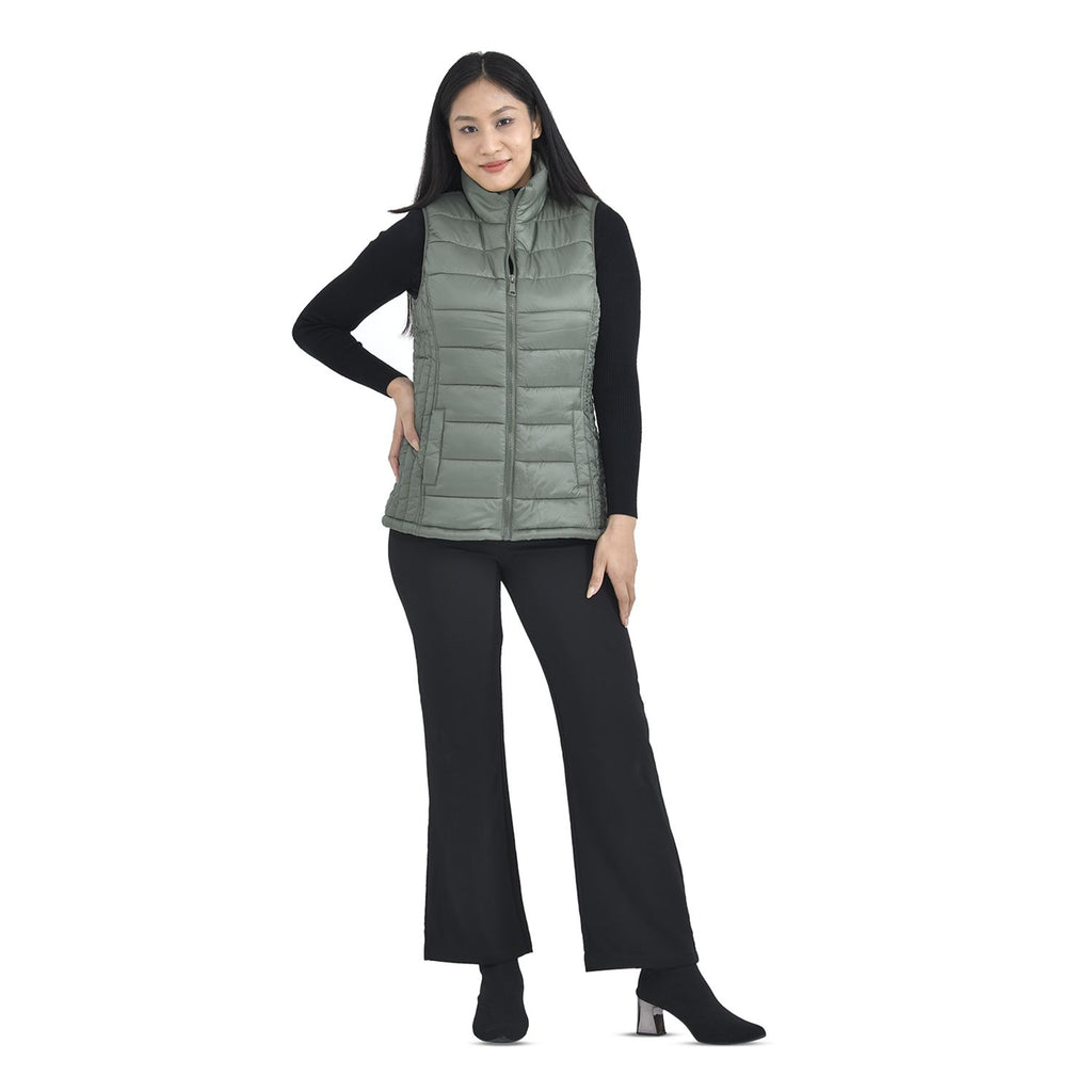 TAMSY Padded Gilet with 2 Side Zippered Pockets (Size XL,20-22) - Kelp_3888781