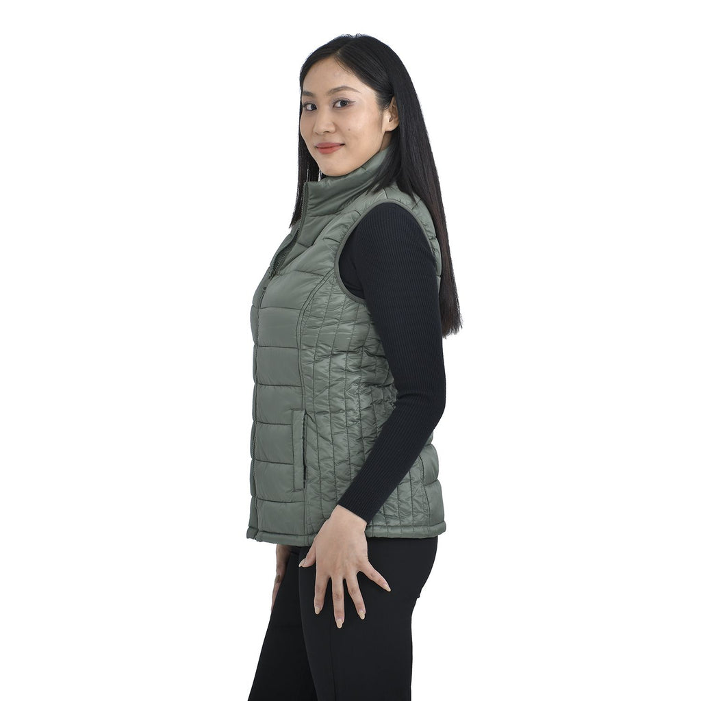 TAMSY Padded Gilet with 2 Side Zippered Pockets (Size XL,20-22) - Kelp_3888781_3
