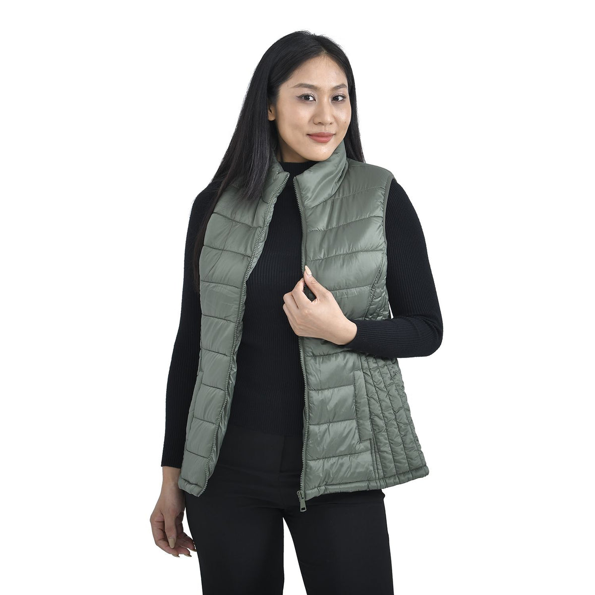 TAMSY Padded Gilet with 2 Side Zippered Pockets  - Kelp V32516820 5