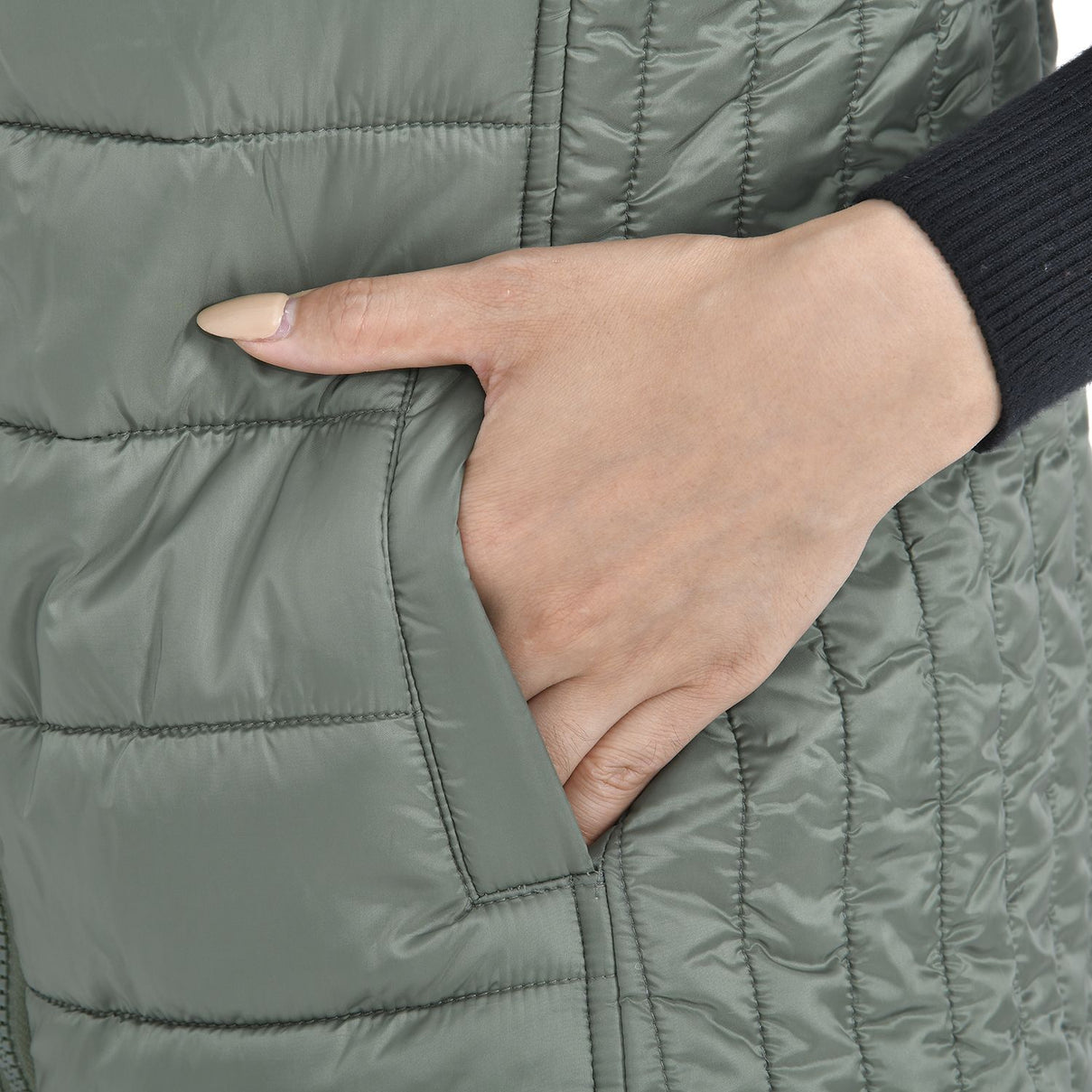 TAMSY Padded Gilet with 2 Side Zippered Pockets  - Kelp V32516820 8