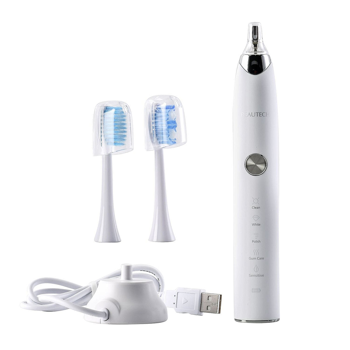 Sonic Electric Rechargeable Waterproof Toothbrush with 2 Replaceable Brush Heads (5V 3W) - Pearl WhiteÂ  3890475 0