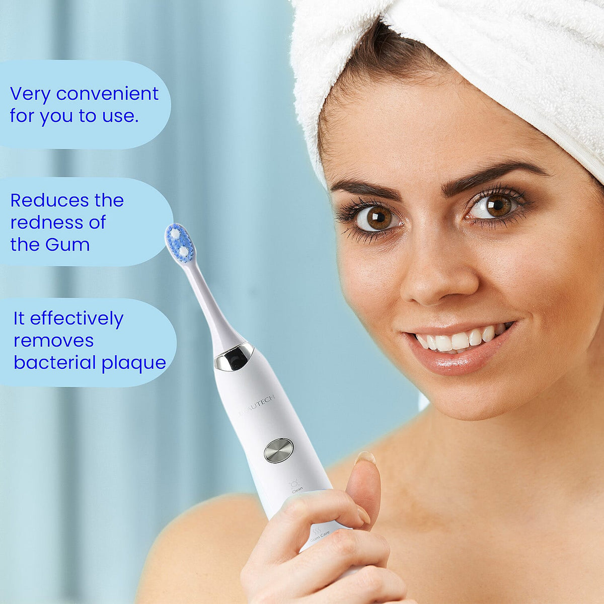 Sonic Electric Rechargeable Waterproof Toothbrush with 2 Replaceable Brush Heads (5V 3W) - Pearl WhiteÂ  3890475 5