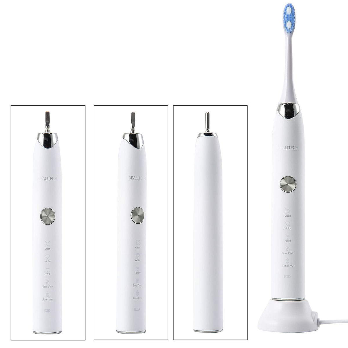 Sonic Electric Rechargeable Waterproof Toothbrush with 2 Replaceable Brush Heads (5V 3W) - Pearl WhiteÂ  3890475 6