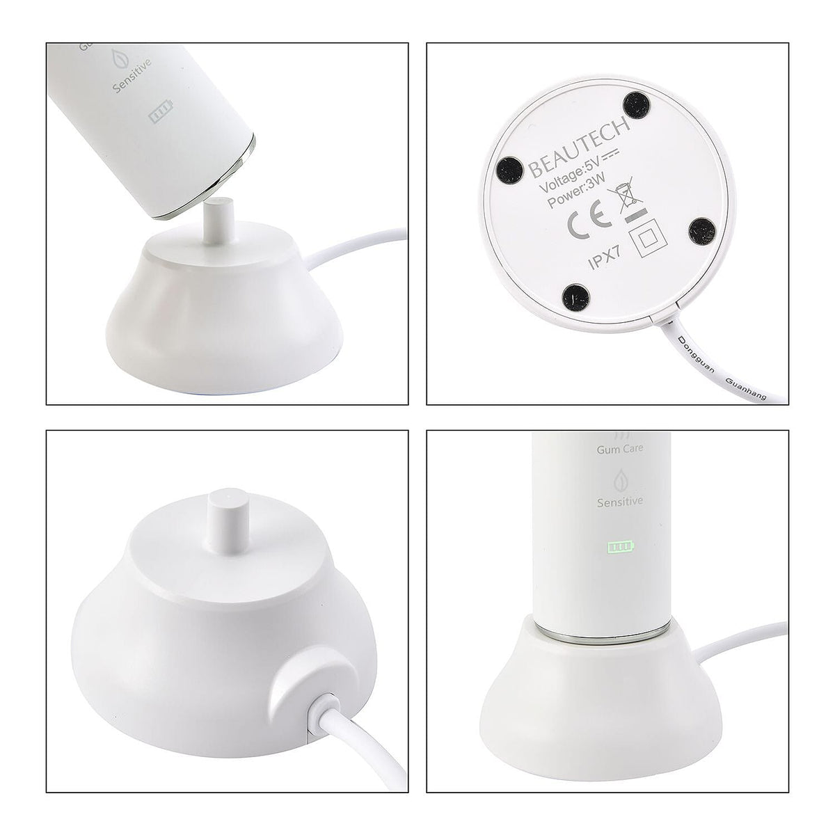 Sonic Electric Rechargeable Waterproof Toothbrush with 2 Replaceable Brush Heads (5V 3W) - Pearl WhiteÂ  3890475 9
