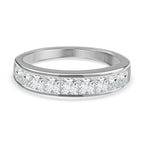 Moissanite Half Eternity Band Ring in Rhodium Overlay Sterling Silver 1.37 Ct._3890705