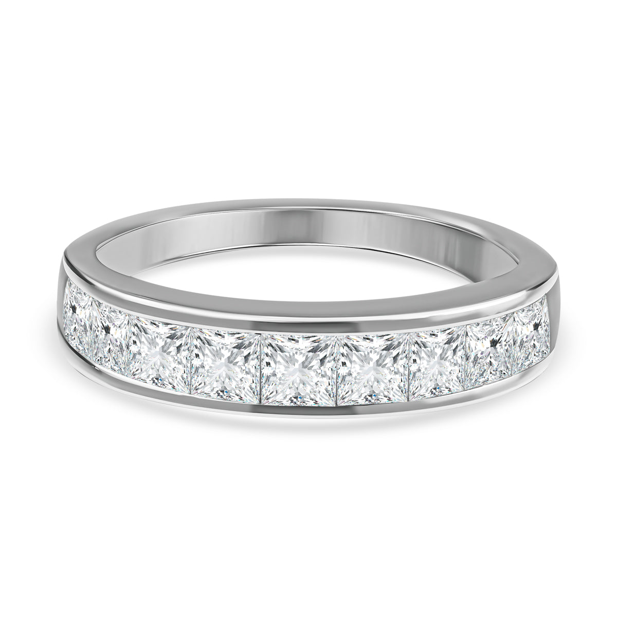 Moissanite Half Eternity Ring in Rhodium Plated Sterling Silver 1.33 Ct. 3890705 0