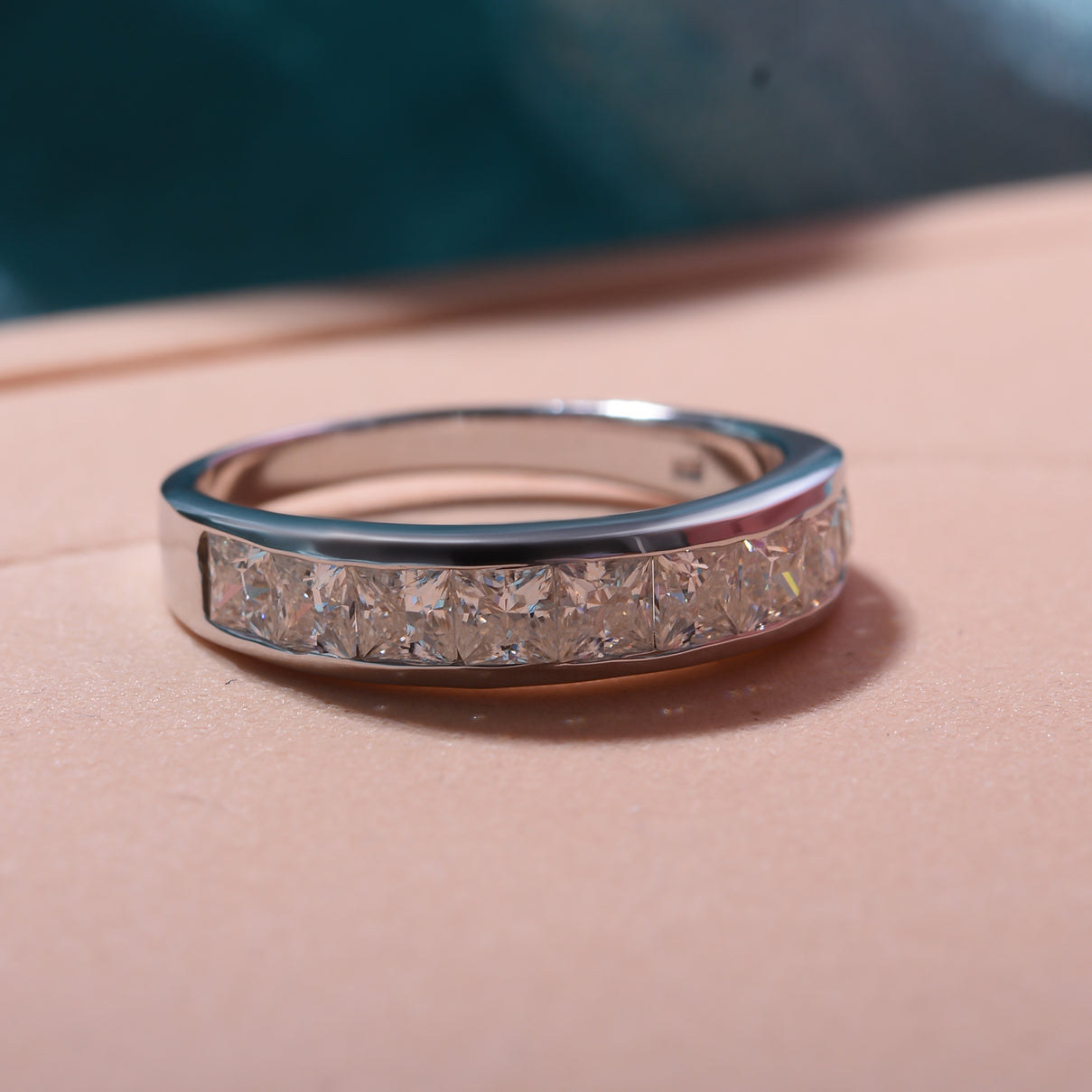 Moissanite Half Eternity Ring in Rhodium Plated Sterling Silver 1.33 Ct. 3890705 2
