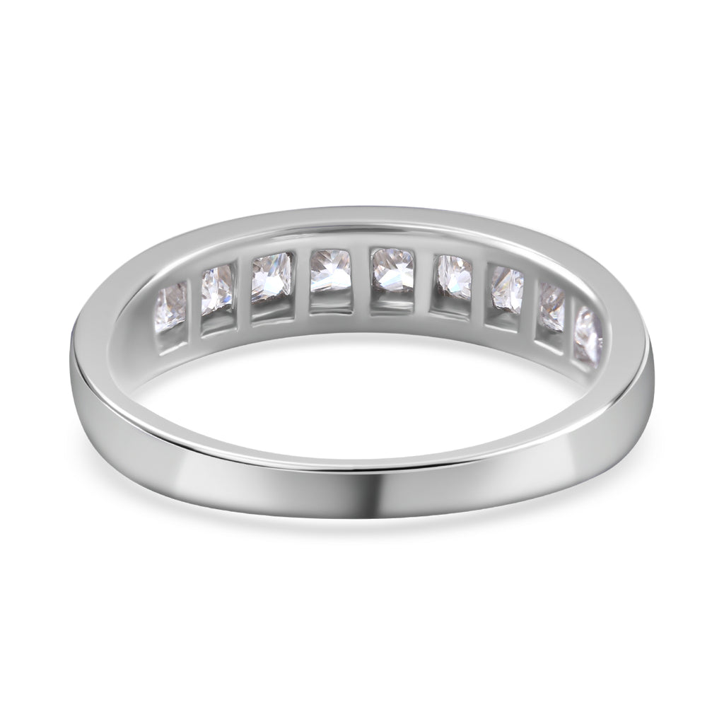 Moissanite Half Eternity Band Ring in Rhodium Overlay Sterling Silver 1.37 Ct._3890705_4