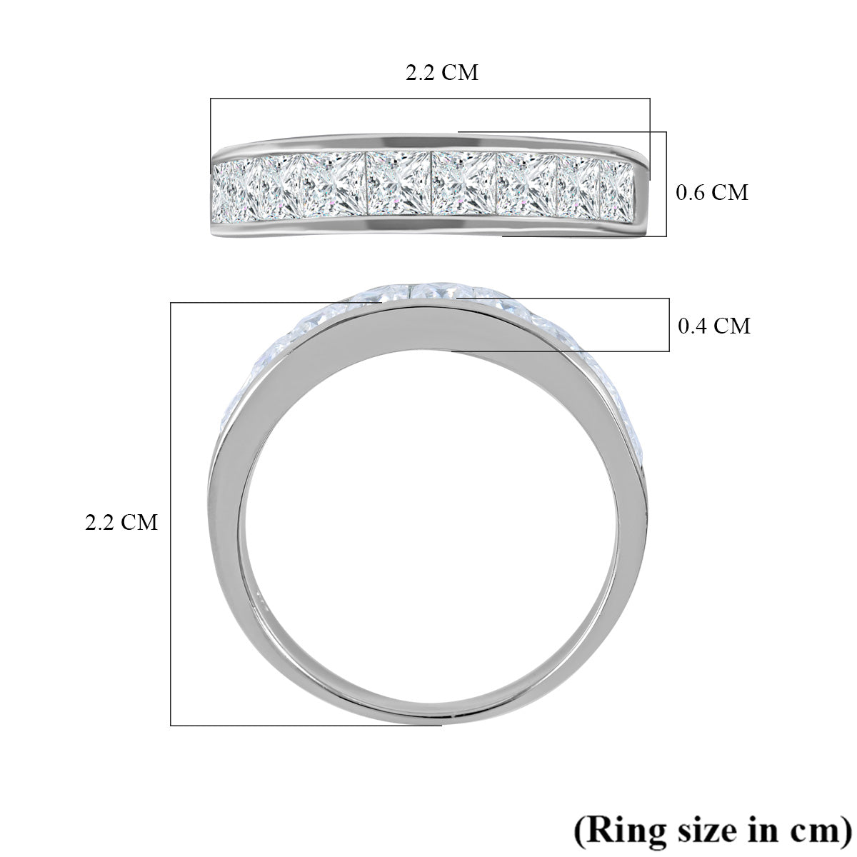 Moissanite Half Eternity Ring in Rhodium Plated Sterling Silver 1.33 Ct. 3890705 6
