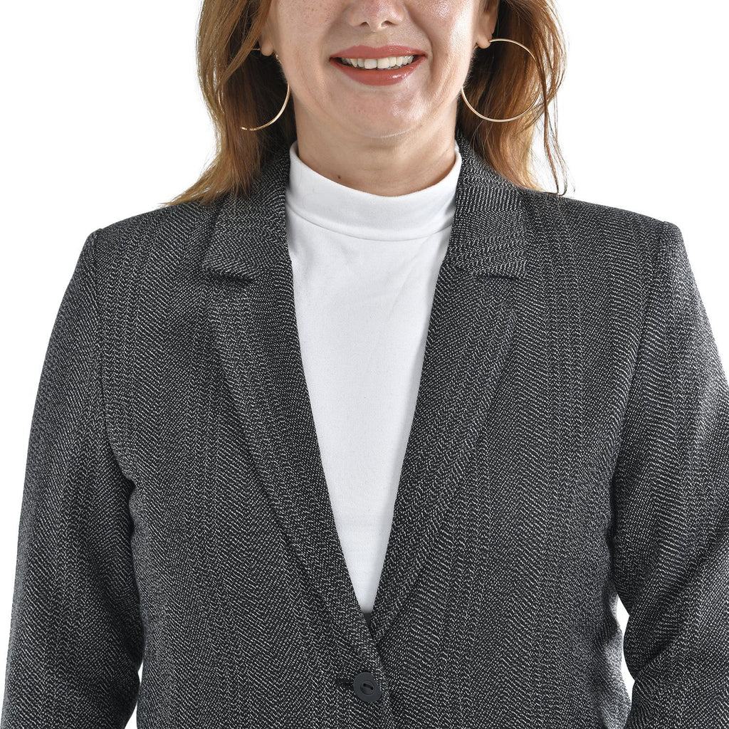 TAMSY Long Sleeves Blazer with Notched Lapel Collar (Size M,12-14) - Grey_3890809_4